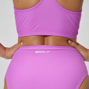 Women's Solid Hi Waist Bikini Bottom Pink