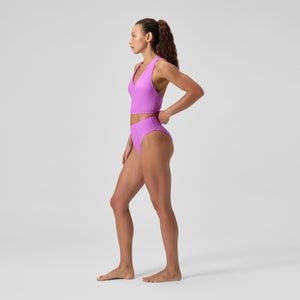 Women's Solid Hi Waist Bikini Bottom Pink