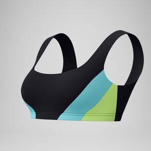Women's Colorblock Scoop Bikini Top Black/Blue