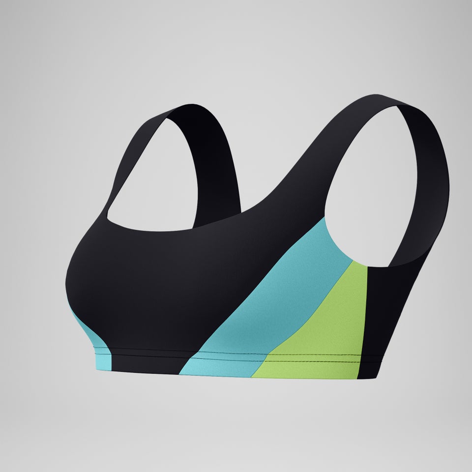Women's Colorblock Scoop Bikini Top Black/Blue