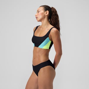 Women's Colorblock Scoop Bikini Top Black/Blue