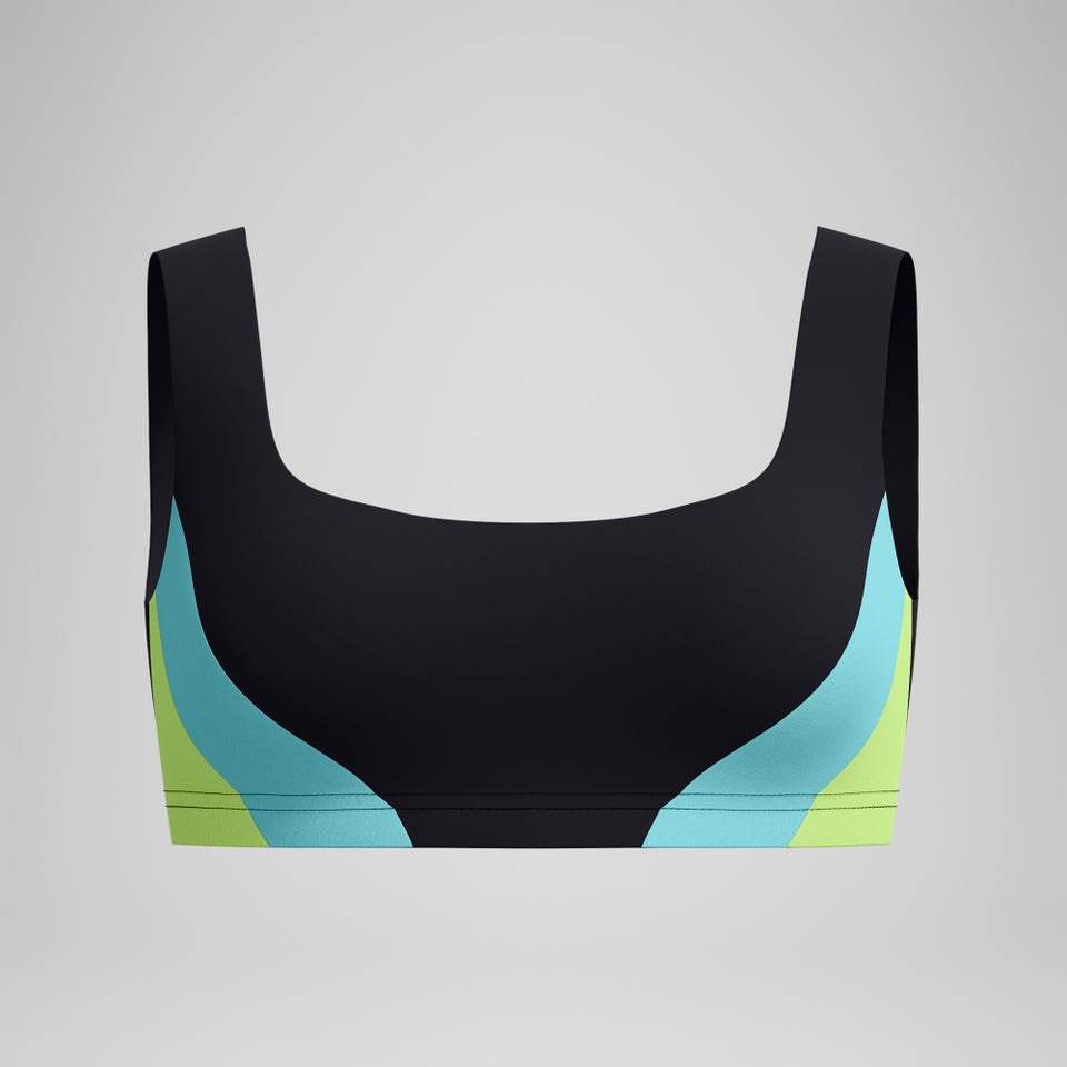 Women's Colorblock Scoop Bikini Top Black/Blue