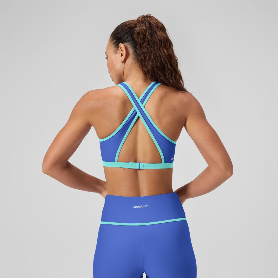 Women's Bound Highneck Crop Top Blue