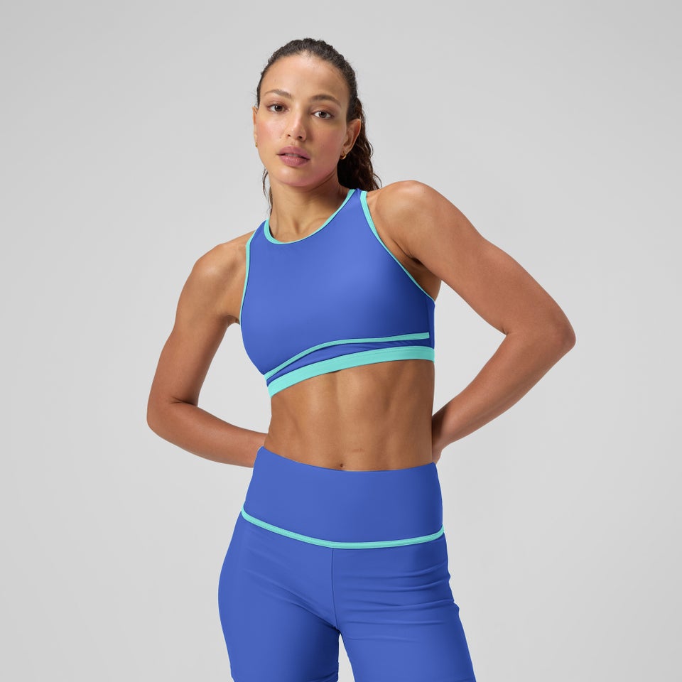 Women's Bound Highneck Crop Top Blue