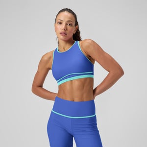 Women's Bound Highneck Crop Top Blue