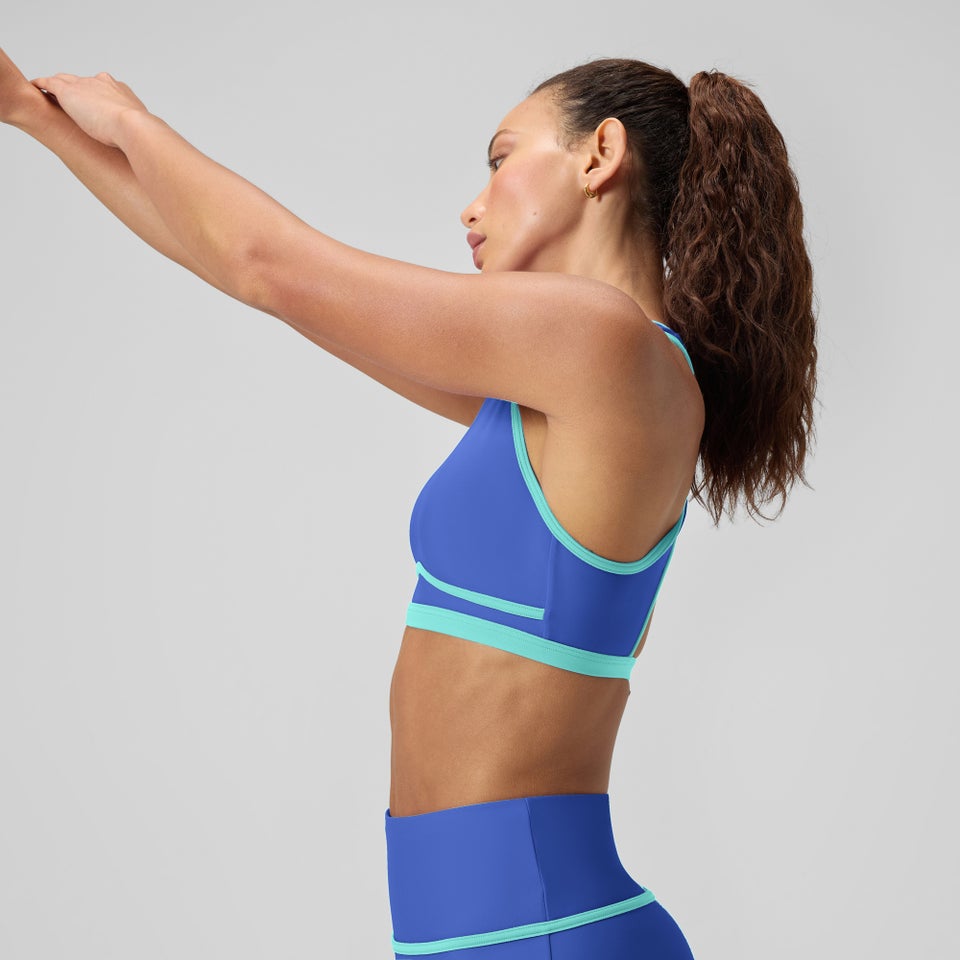 Women's Bound Highneck Crop Top Blue