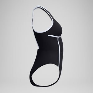 Gebundener Crossback-Badeanzug Schwarz für Damen