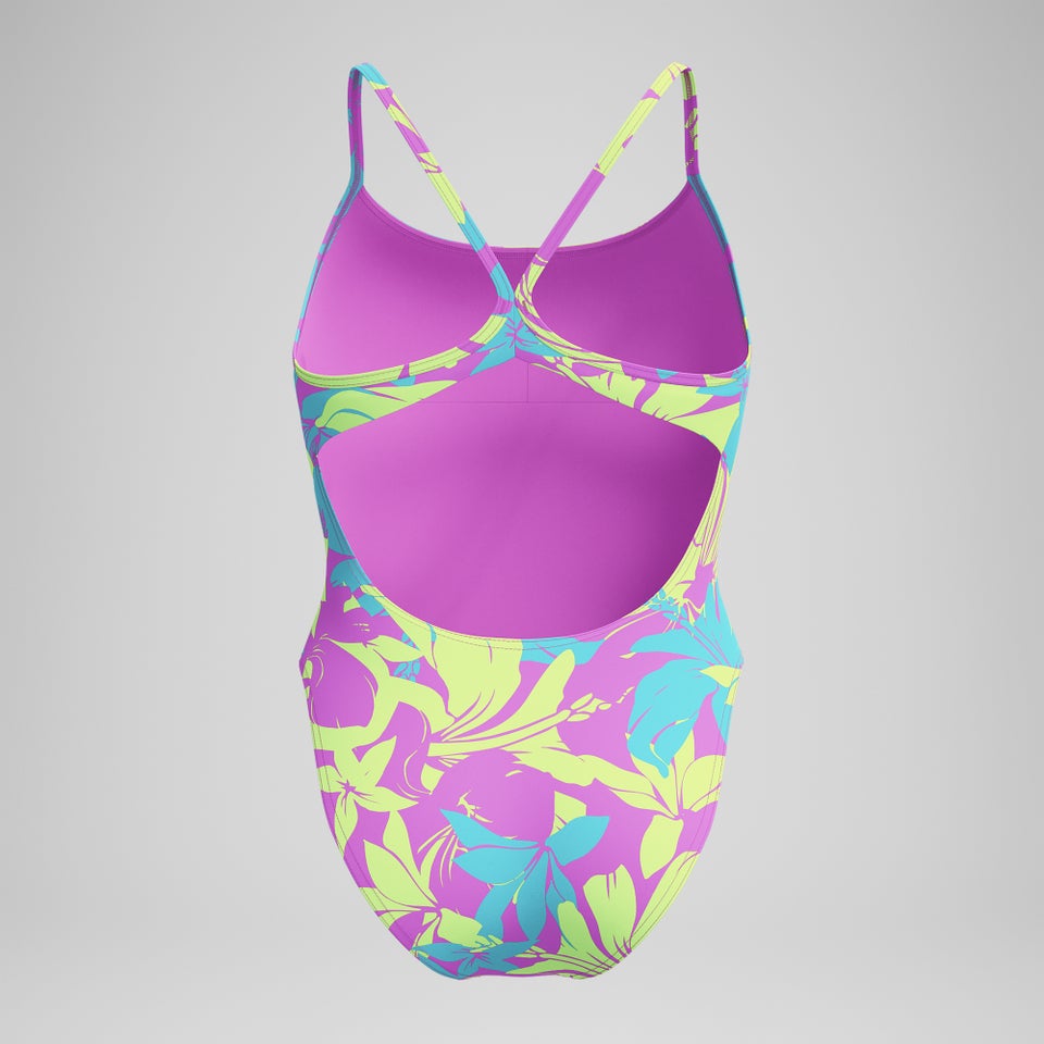 Women's Printed Racerback One Piece Pink/Yellow