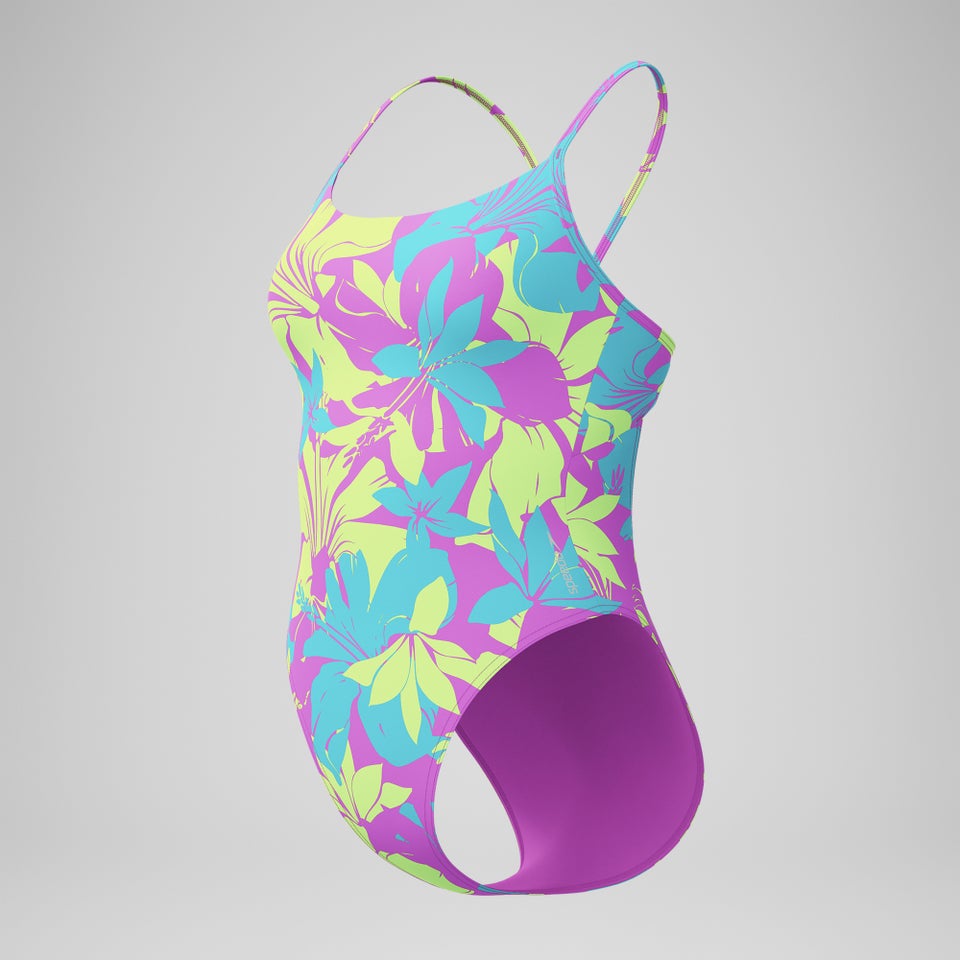 Women's Printed Racerback One Piece Pink/Yellow