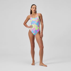 Women's Printed Racerback One Piece Pink/Yellow