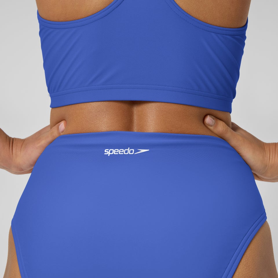 Women's Solid High Waist Bikini Bottom Blue