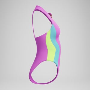 Women's Colorblock Zip Front One Piece Pink/Blue