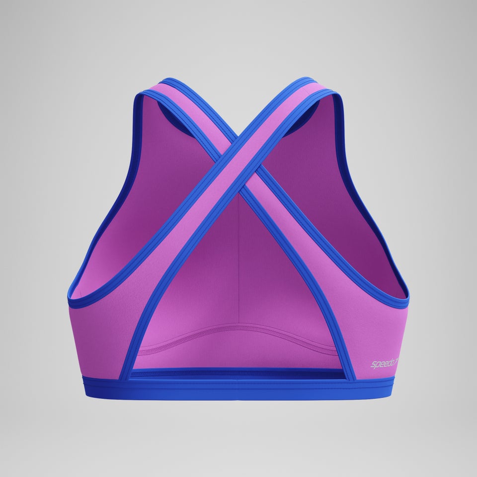 Women's Bound Highneck Crop Top Pink