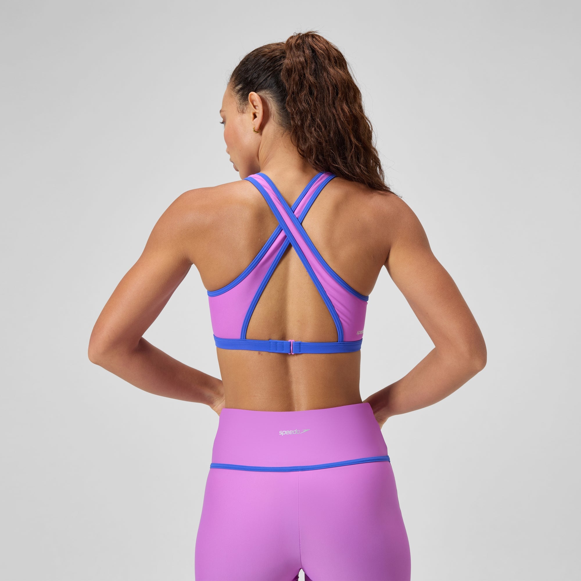 Women's Bound Highneck Crop Top Pink | Speedo USA
