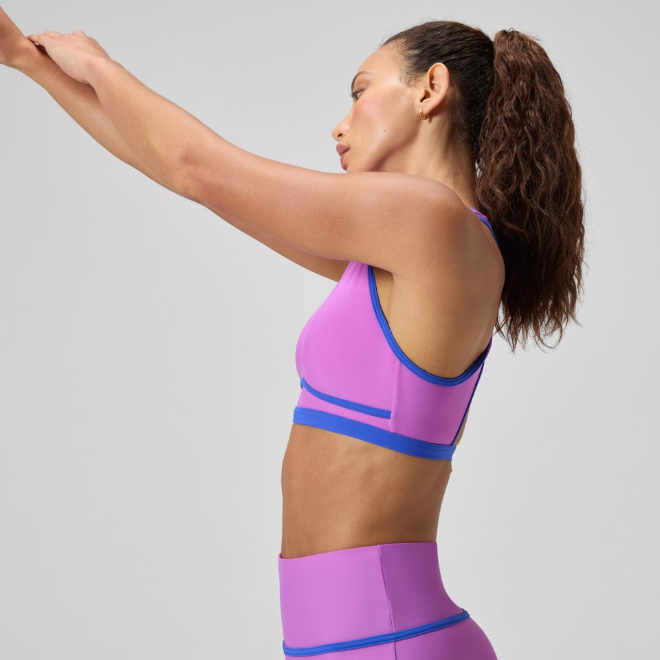 Women's Bound Highneck Crop Top Pink