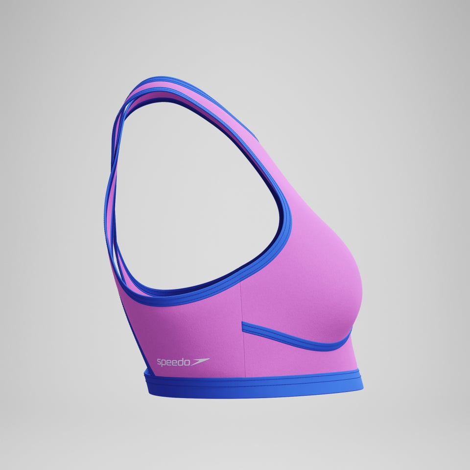 Women's Bound Highneck Crop Top Pink