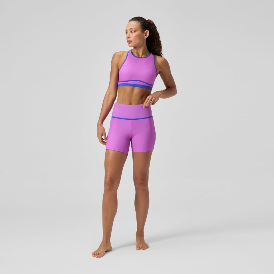 Women's Bound Highneck Crop Top Pink