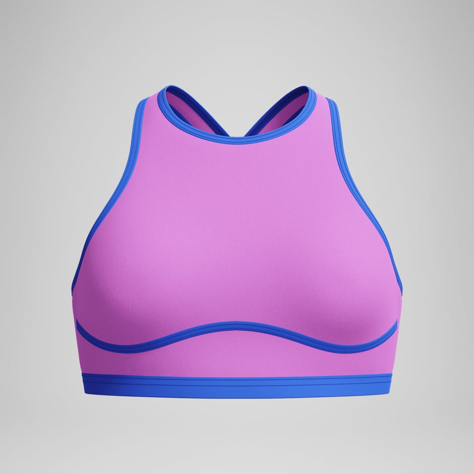Women's Bound Highneck Crop Top Pink