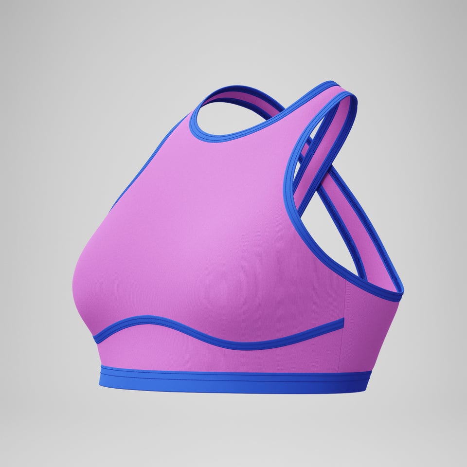 Women's Bound Highneck Crop Top Pink