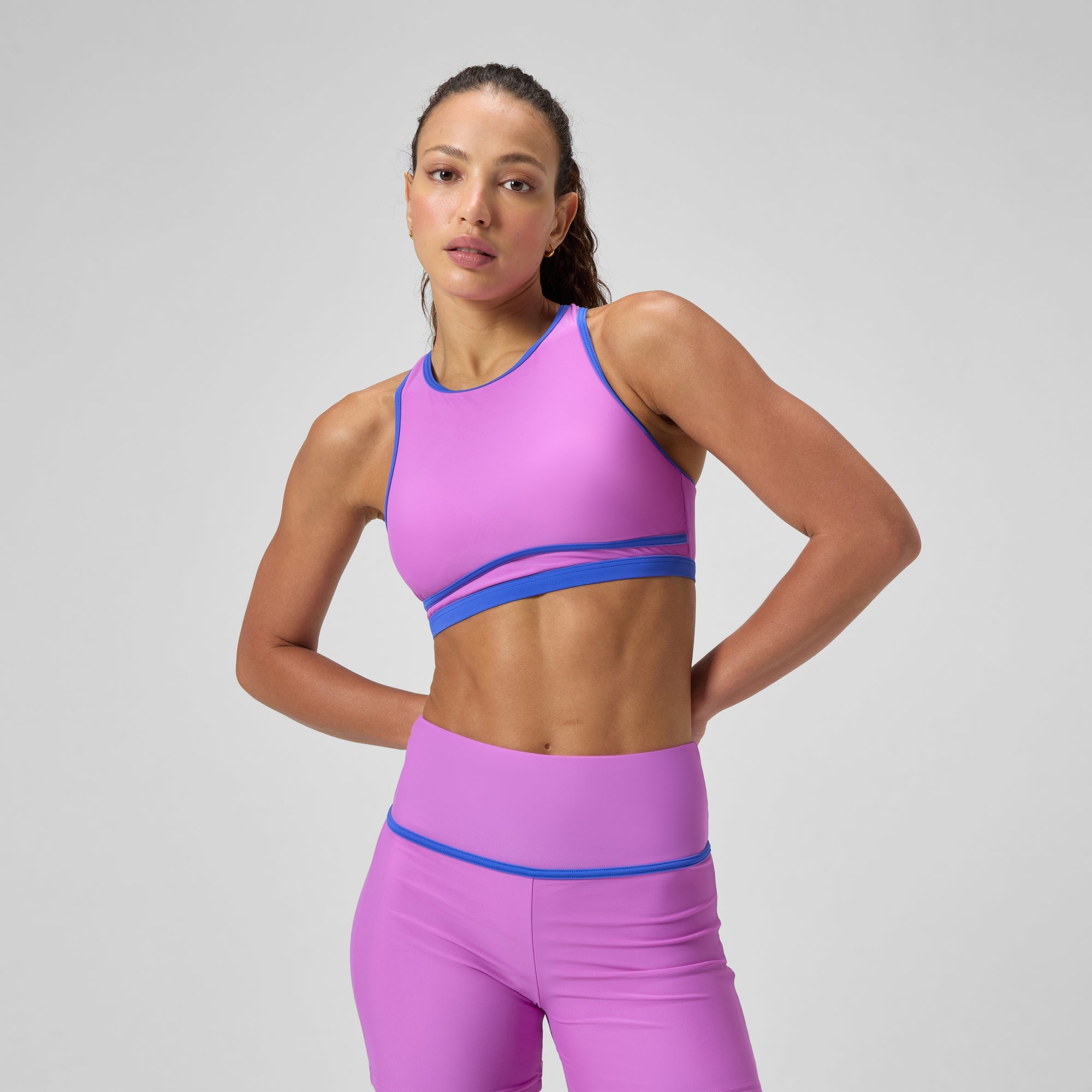Women's Bound Highneck Crop Top Pink | Speedo USA
