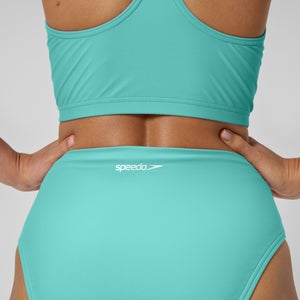 Women's Solid Hi Waist Bikini Bottom Turquoise
