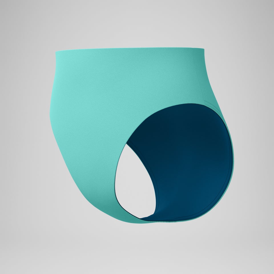 Women's Solid Hi Waist Bikini Bottom Turquoise