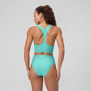 Women's Solid Hi Waist Bikini Bottom Turquoise