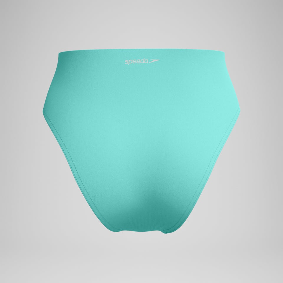 Women's Solid Hi Waist Bikini Bottom Turquoise
