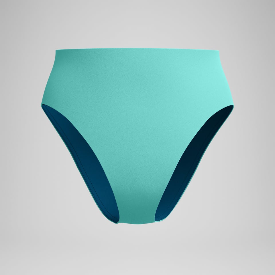 Women's Solid Hi Waist Bikini Bottom Turquoise