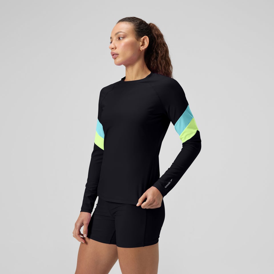 Women's Colorblock Long Sleeve Rashguard Black/Blue