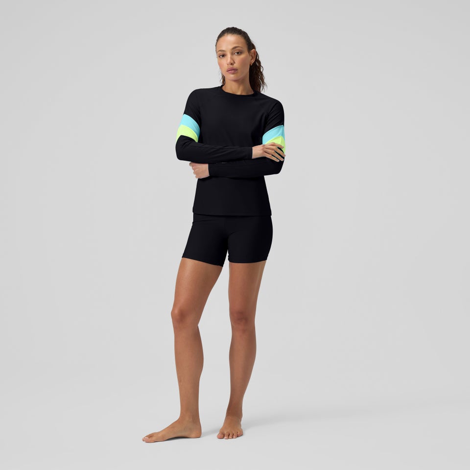 Women's Colorblock Long Sleeve Rashguard Black/Blue