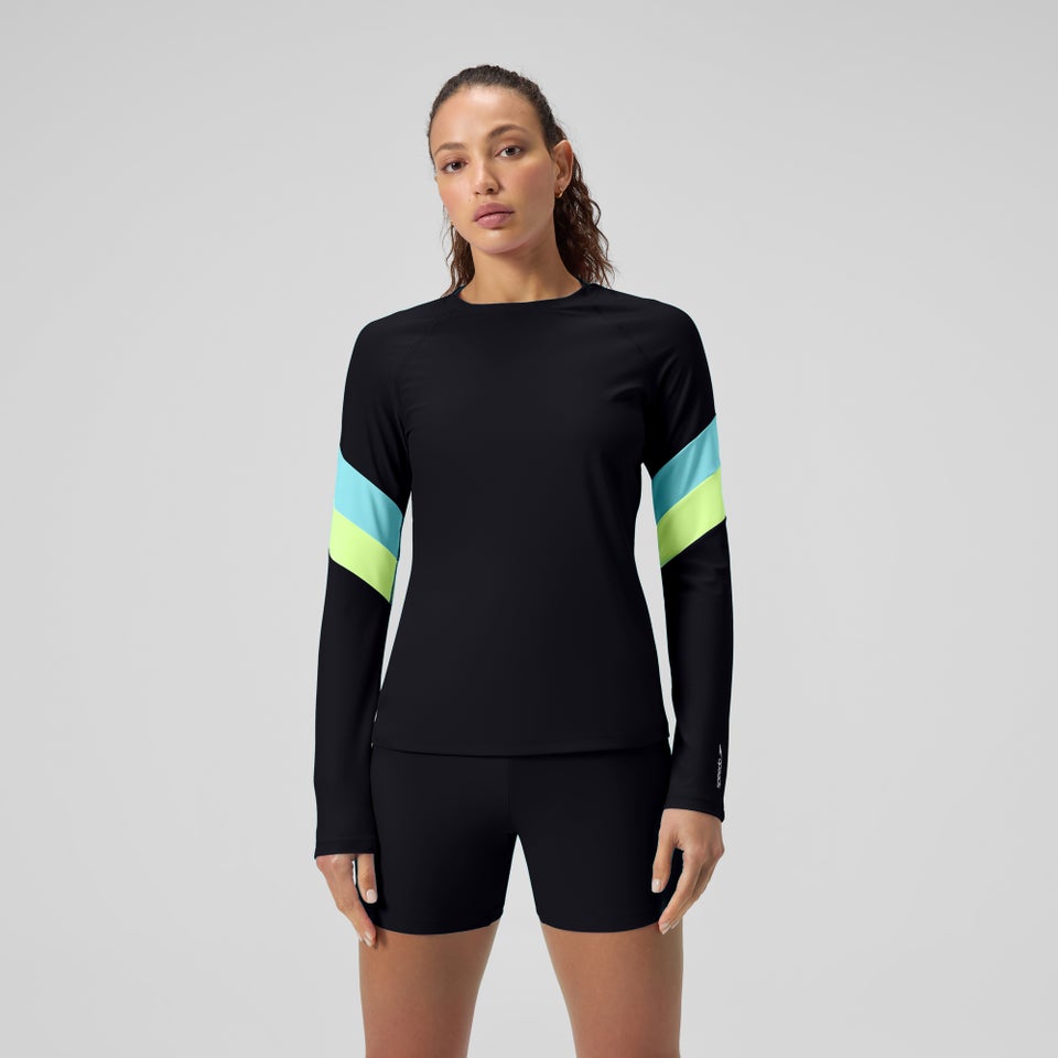 Women's Colorblock Long Sleeve Rashguard Black/Blue