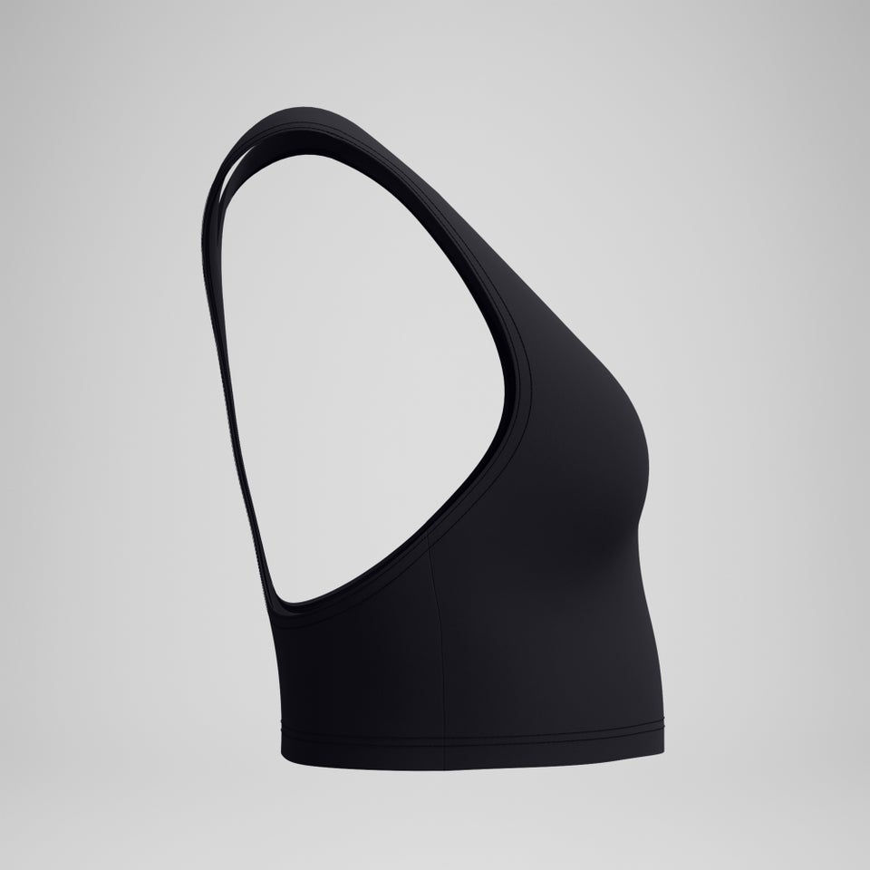 Women's Solid Racerback Crop Top Black