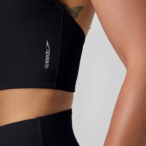 Women's Solid Racerback Crop Top Black