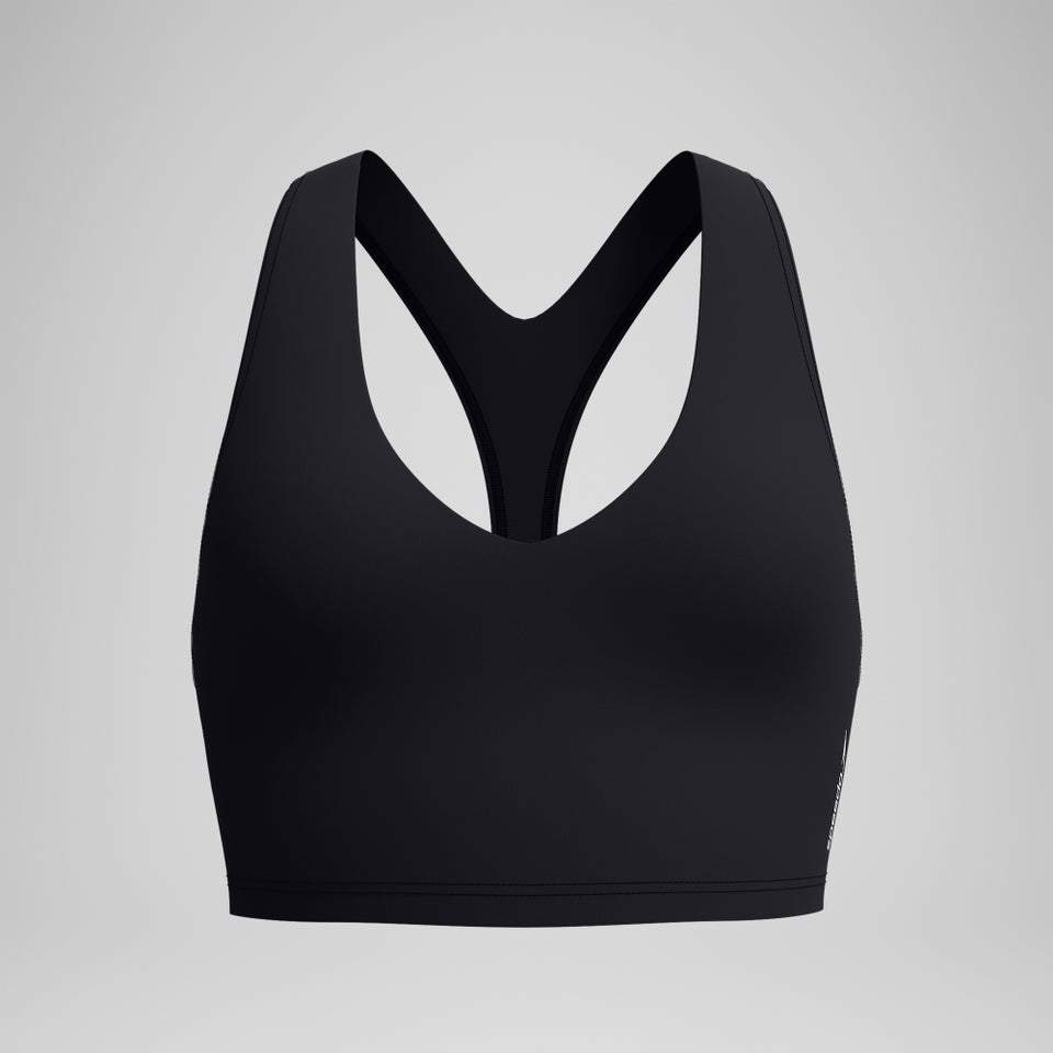 Women's Solid Racerback Crop Top Black
