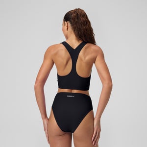 Women's Solid Racerback Crop Top Black