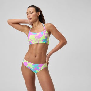 Bas de bikini Femme imprimé bleu/jaune - 2XS