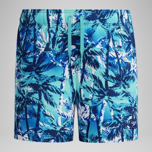Boys' Printed 13'' Swim Shorts Blue - XS