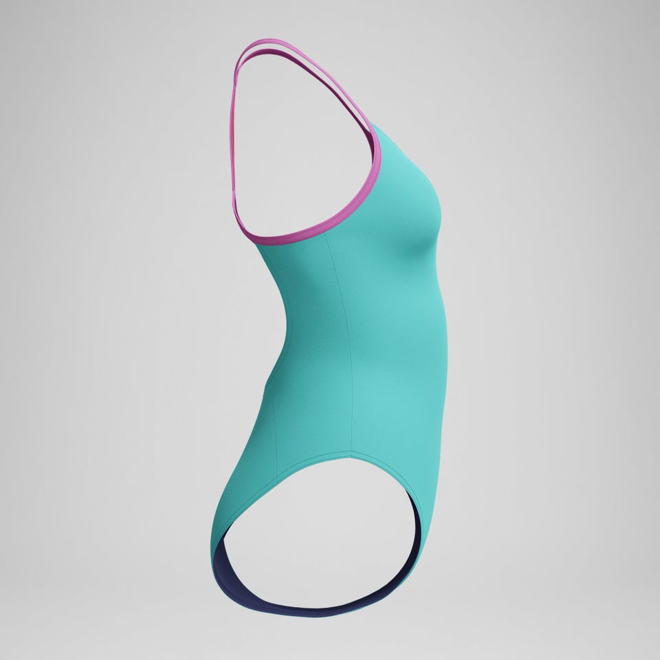 Club Training Einfarbiger Lane Line Back Badeanzug Türkis/Pink für Mädchen