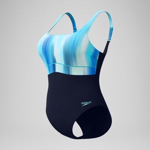 Women's Shaping Printed Contour Eclipse Swimsuit Navy/Green