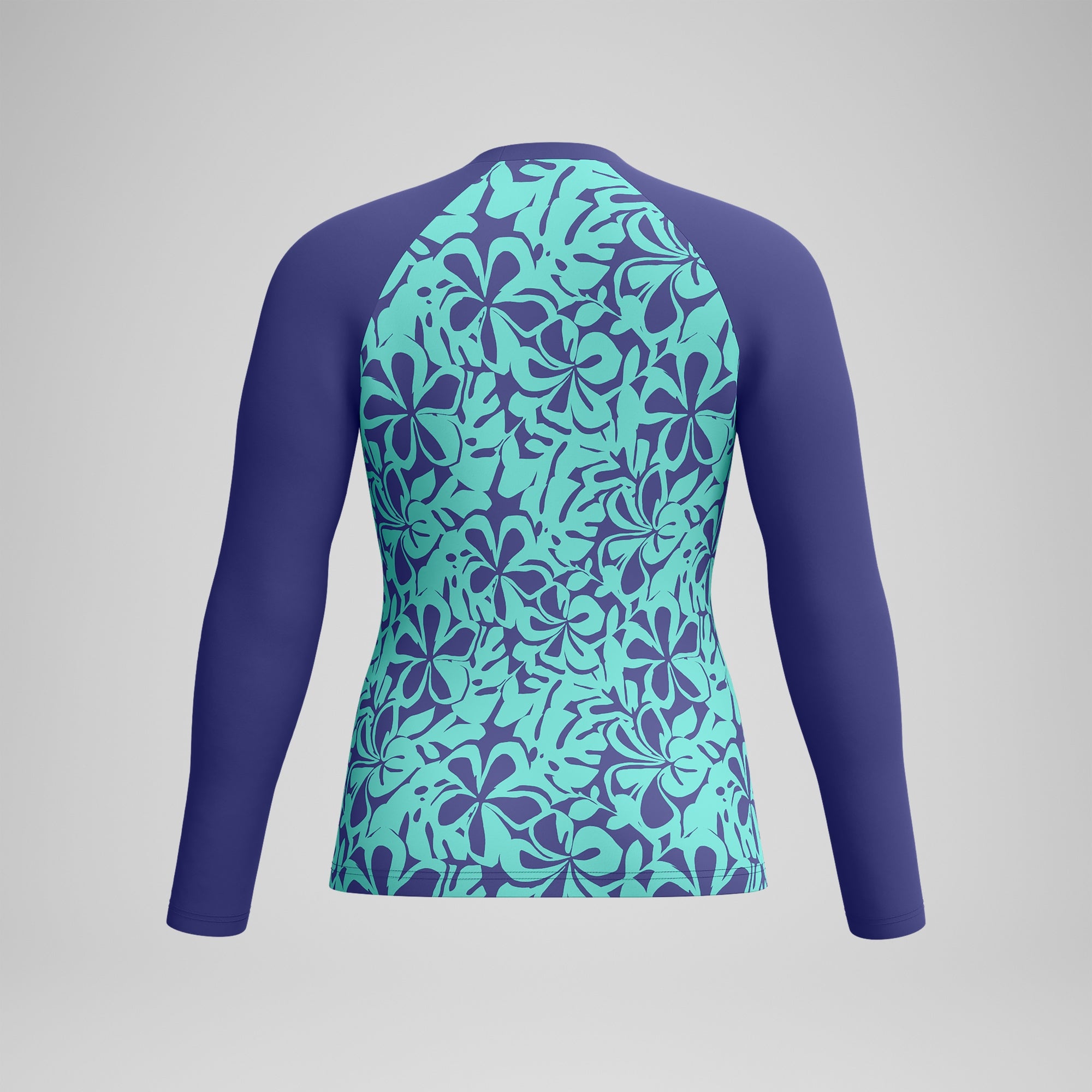 Bedrucktes langärmliges Rash-Top Blau/Grün für Damen