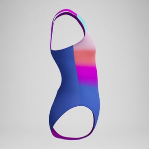 Bedruckter Pulseback-Badeanzug Blau/Pink für Mädchen