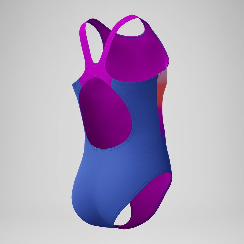 Bedruckter Pulseback-Badeanzug Blau/Pink für Mädchen