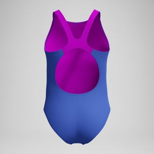 Bedruckter Pulseback-Badeanzug Blau/Pink für Mädchen