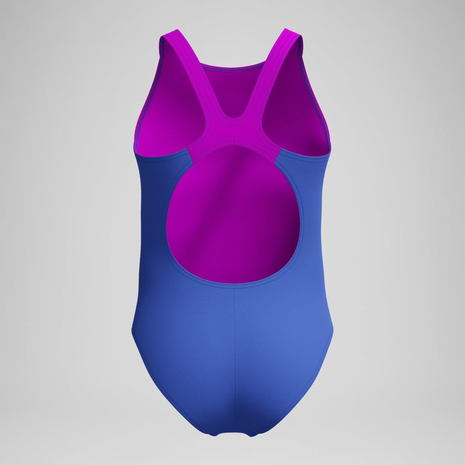 Bedruckter Pulseback-Badeanzug Blau/Pink für Mädchen