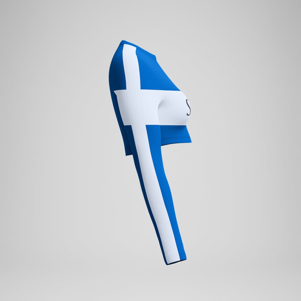 Women's Jetstream Colourblock Long Sleeve Crop Rash Top Blue/White