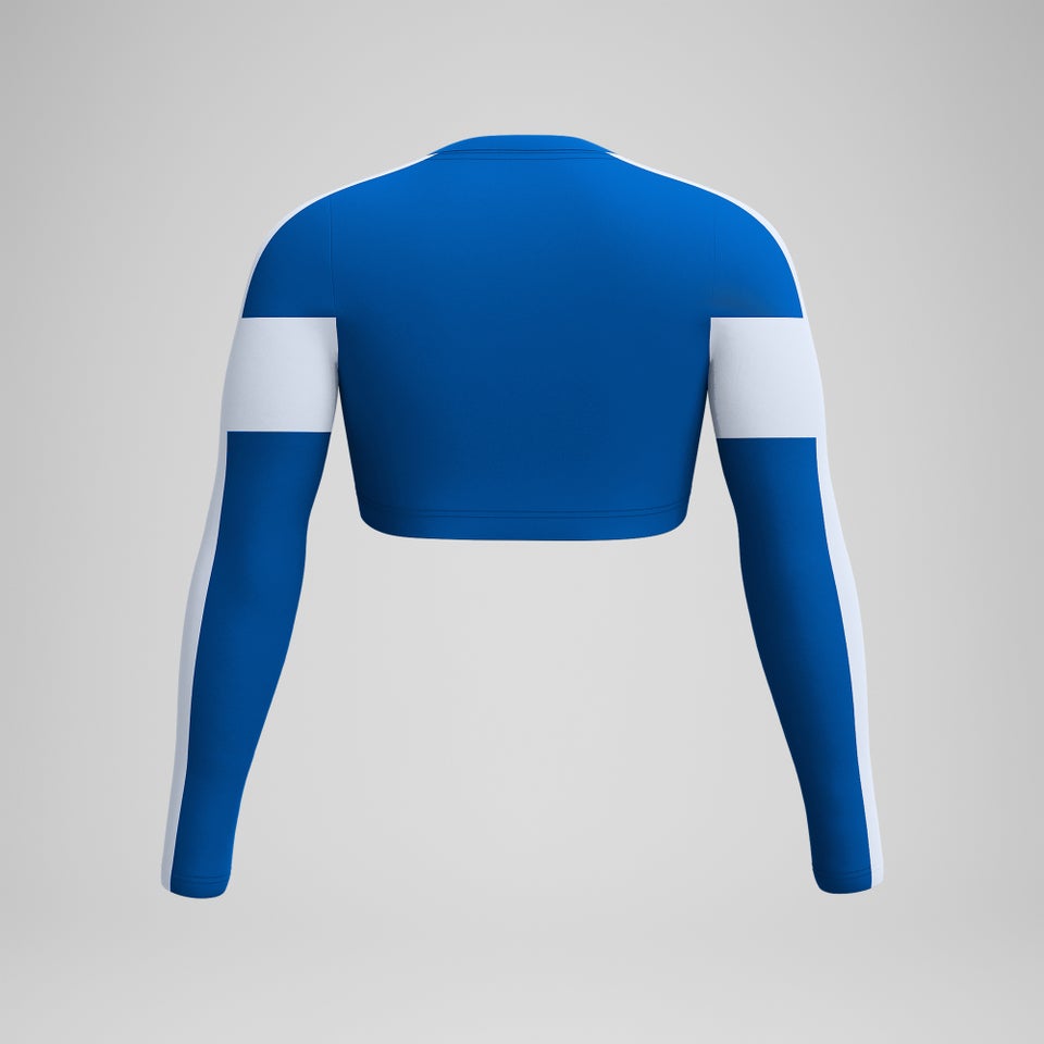 Women's Jetstream Colourblock Long Sleeve Crop Rash Top Blue/White