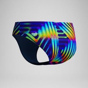 Slip de bain Homme Club Training imprimé 8 cm bleu marine/vert