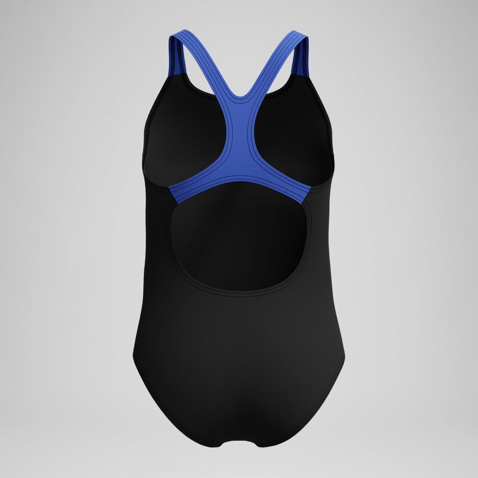Girls' Medley Logo Swimsuit Black/Blue