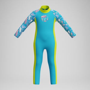 Bedruckte Schwimmlern-Badehose Blau/Gelb für Jungen